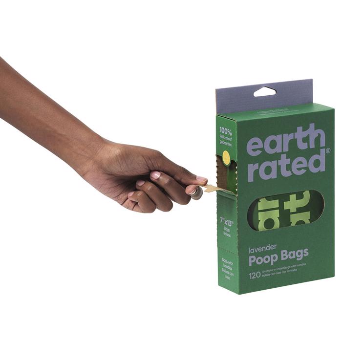 Earth Rated Eco Friendly Hundeposer Med Håndtag Lavendel Duft 120stk