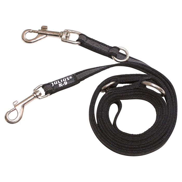 Julius K9 Super Grip Hundeline MED håndtag Sort & Grå 2,2 Meter 14mm