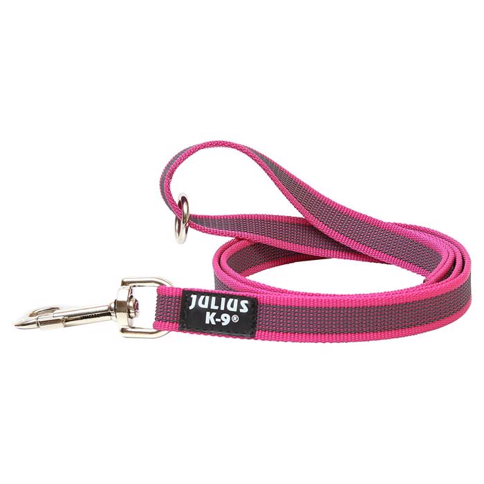 Julius K9 Super Grip Hundeline MED håndtag Pink & Grå 1 Meter 20mm