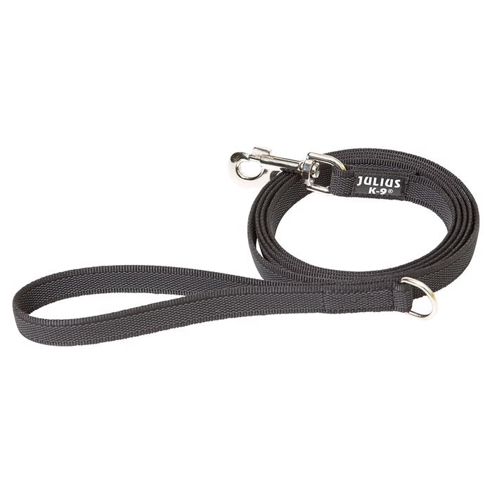 Julius K9 Super Grip Hundeline MED håndtag Sort & Grå 1,8 Meter 20mm