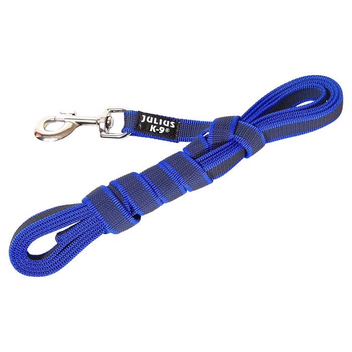 Julius K9 Super Grip Hundeline MED håndtag Blå & Grå 5 Meter 20mm