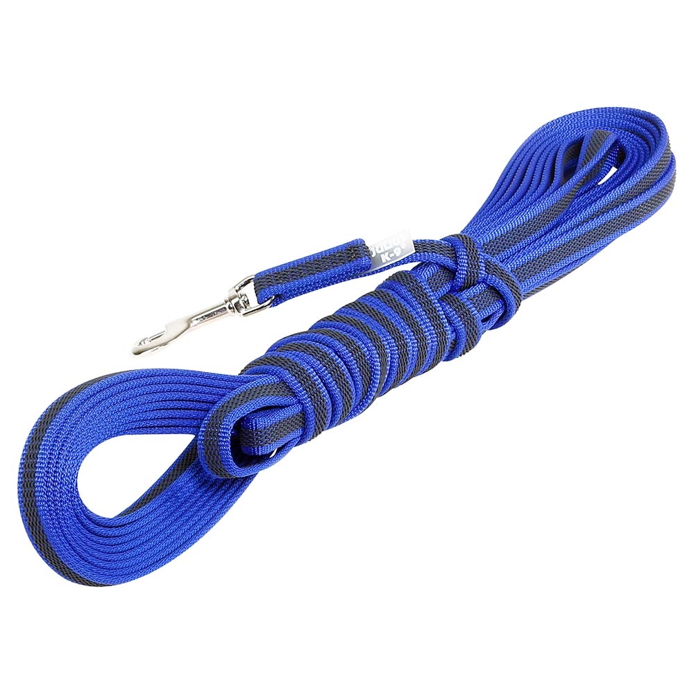 Julius K9 Super Grip Hundeline MED håndtag Blå & Grå 10 meter 14mm