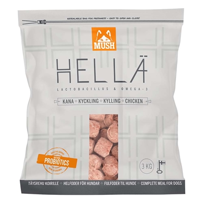 MUSH Barf Frossen Råfoder Hellä Single Protein Kylling 3 Kg