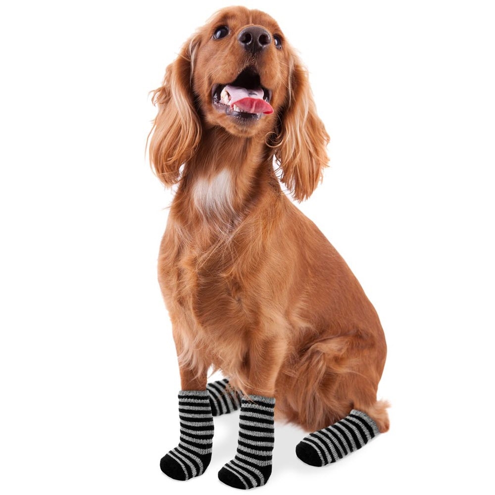opkald Alvorlig Ristede Skridsikre Sokker til Hund sort/grå