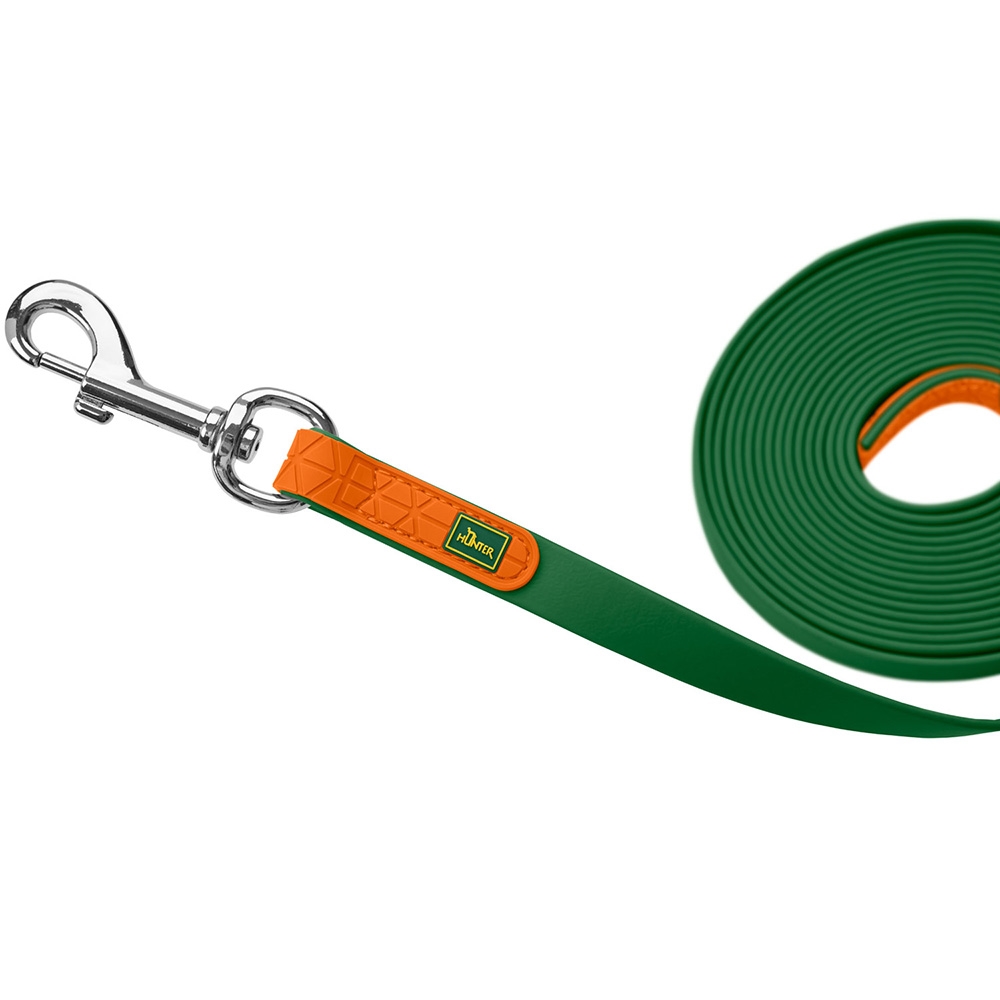Hunter Convenience Gummi Spor Line Til Hund 5 Meter x 1,5cm Mørkegrøn