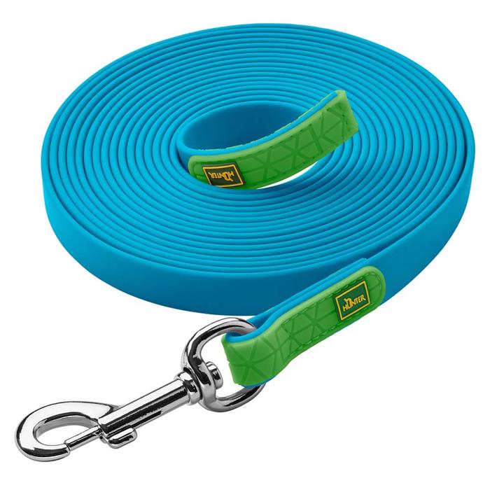 Hunter Convenience Gummi Spor Line Til Hund 5 Meter 1,5mm Turkis