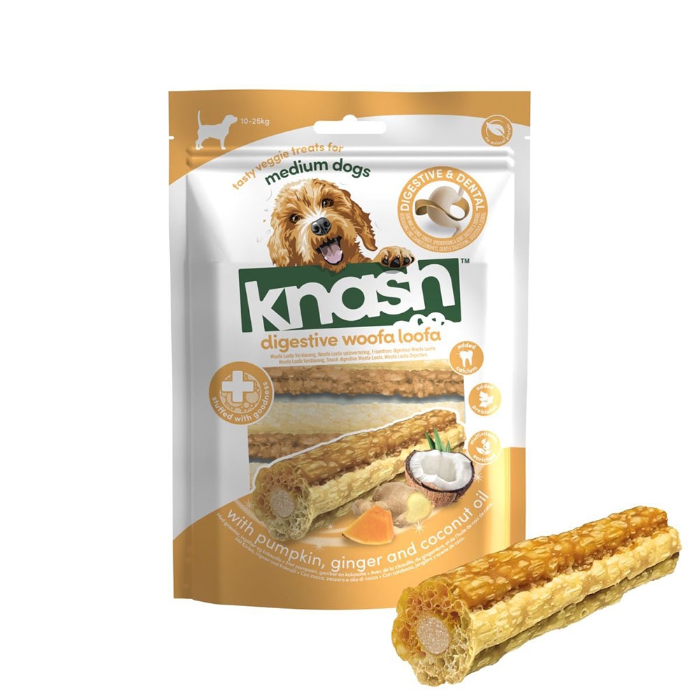Knash Woofa Loofa Dentalstick m. Græskar & Ingefær Til Mellemstore ...