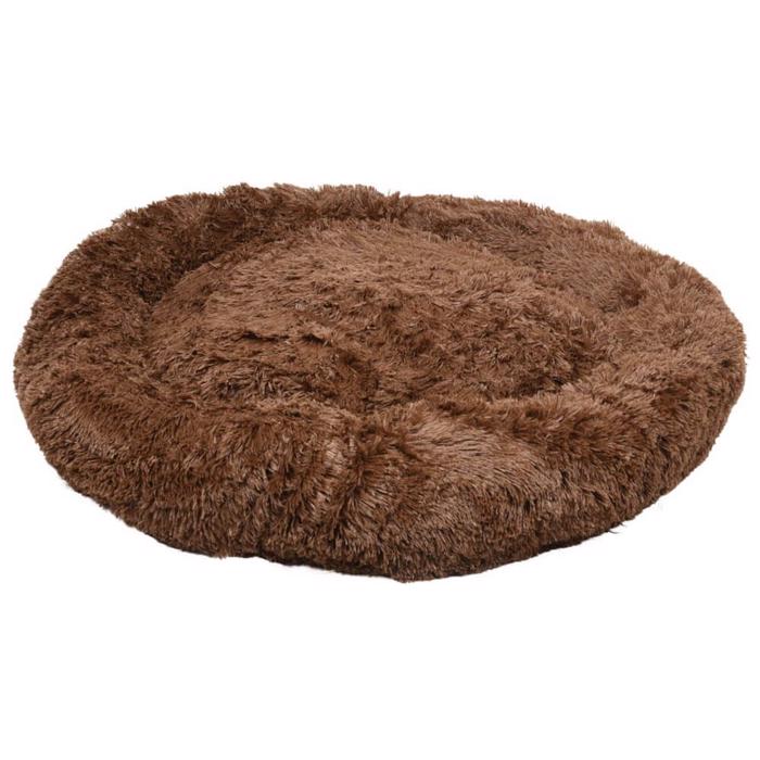 Krems Donut Relax Fleece Hundeseng Fluffy Brun 90cm