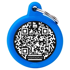 My Family Hundetegn Design Hush Rund Cirkel med QR i Blå