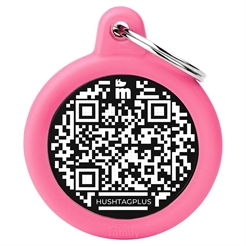 My Family Hundetegn Design Hush Rund Cirkel med QR i Pink