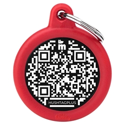 My Family Hundetegn Design Hush Rund Cirkel med QR i Rød