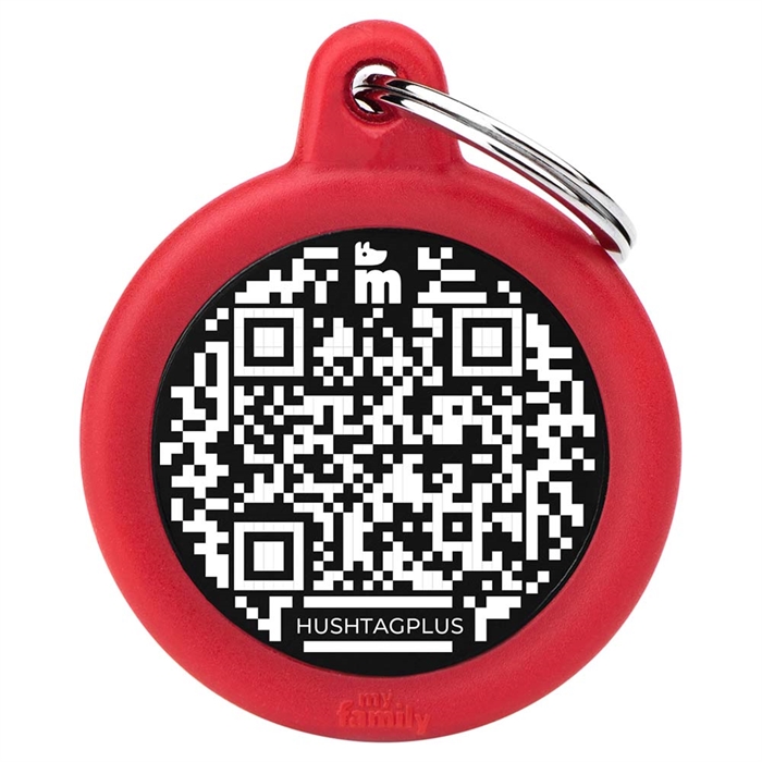 My Family Hundetegn Design Hush Rund Cirkel med QR i Rød