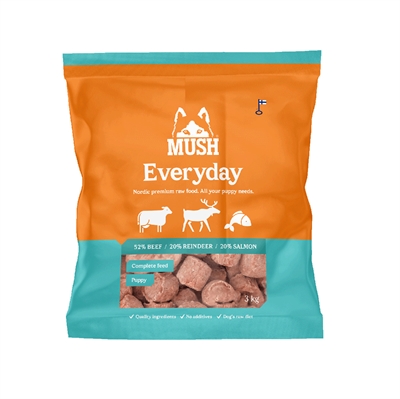 MUSH Barf Everyday Frossen Råfoder Puppy Isblå 3 Kg