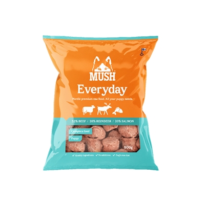 MUSH Barf Everyday Frossen Råfoder Puppy Isblå 800g