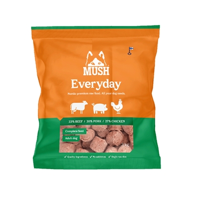 MUSH Barf Everyday Frossen Råfoder Grøn 3 Kg