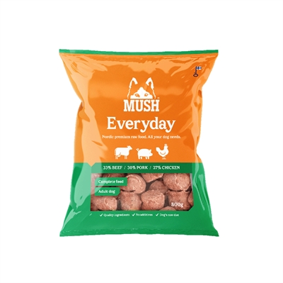 MUSH Barf Everyday Frossen Råfoder Grøn 800g