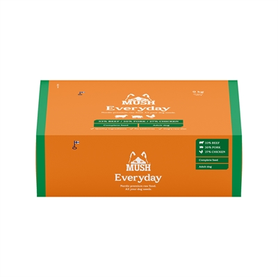 MUSH Barf Everyday Frossen Råfoder Grøn 9 Kg