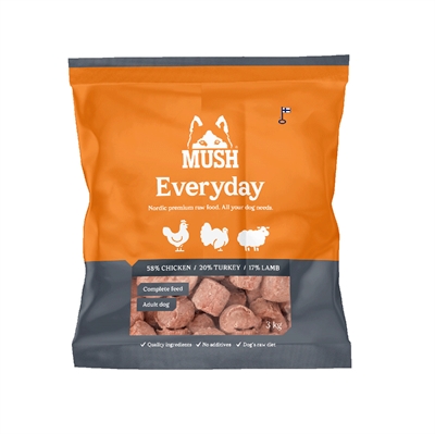 MUSH Barf Everyday Frossen Råfoder Grå 3 Kg