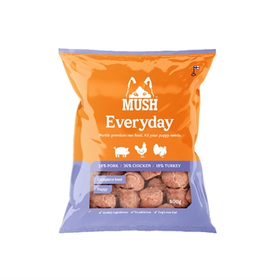 MUSH Barf Everyday Frossen Råfoder Puppy Lyslilla 800g