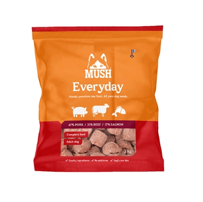 MUSH Barf Everyday Frossen Råfoder Rød 3 Kg