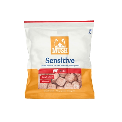 MUSH Barf Sensitive Frossen Råfoder Singleprotein Okse 3 Kg