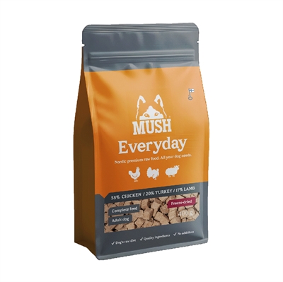 MUSH Barf Everyday Frysetørret Råfoder Grå 400g