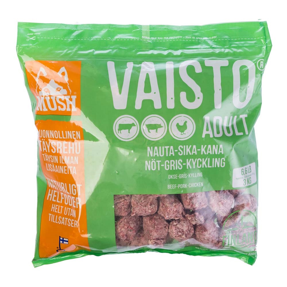 MUSH Barf Frossen Råfoder Vaisto Grøn 3 Kg