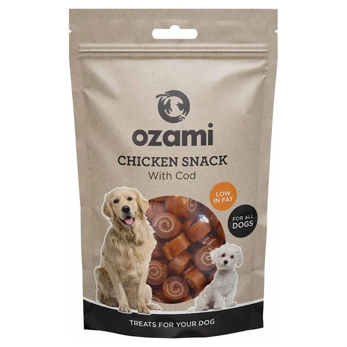 Ozami Naturlig Godbid Til Hunden Chicken Snack with Cod 100g
