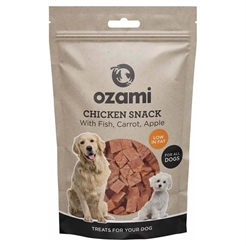 Ozami Naturlig Godbid Til Hunden Chicken Snack with Fish, Carrot & Apple 100g