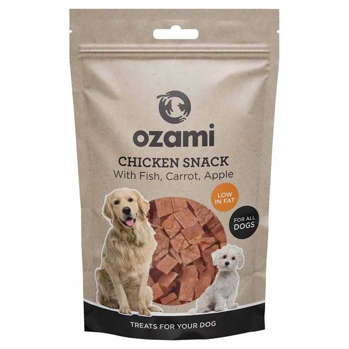 Ozami Naturlig Godbid Til Hunden Chicken Snack with Fish, Carrot & Apple 100g
