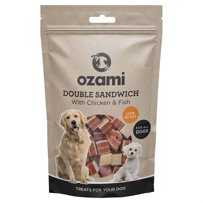 Ozami Naturlig Godbid Til Hunden Double Sandwich Chicken & Fish 100g