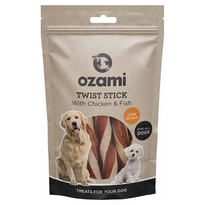 Ozami Naturlig Godbid Til Hunden Twist Stick Chicken & Fish 100g
