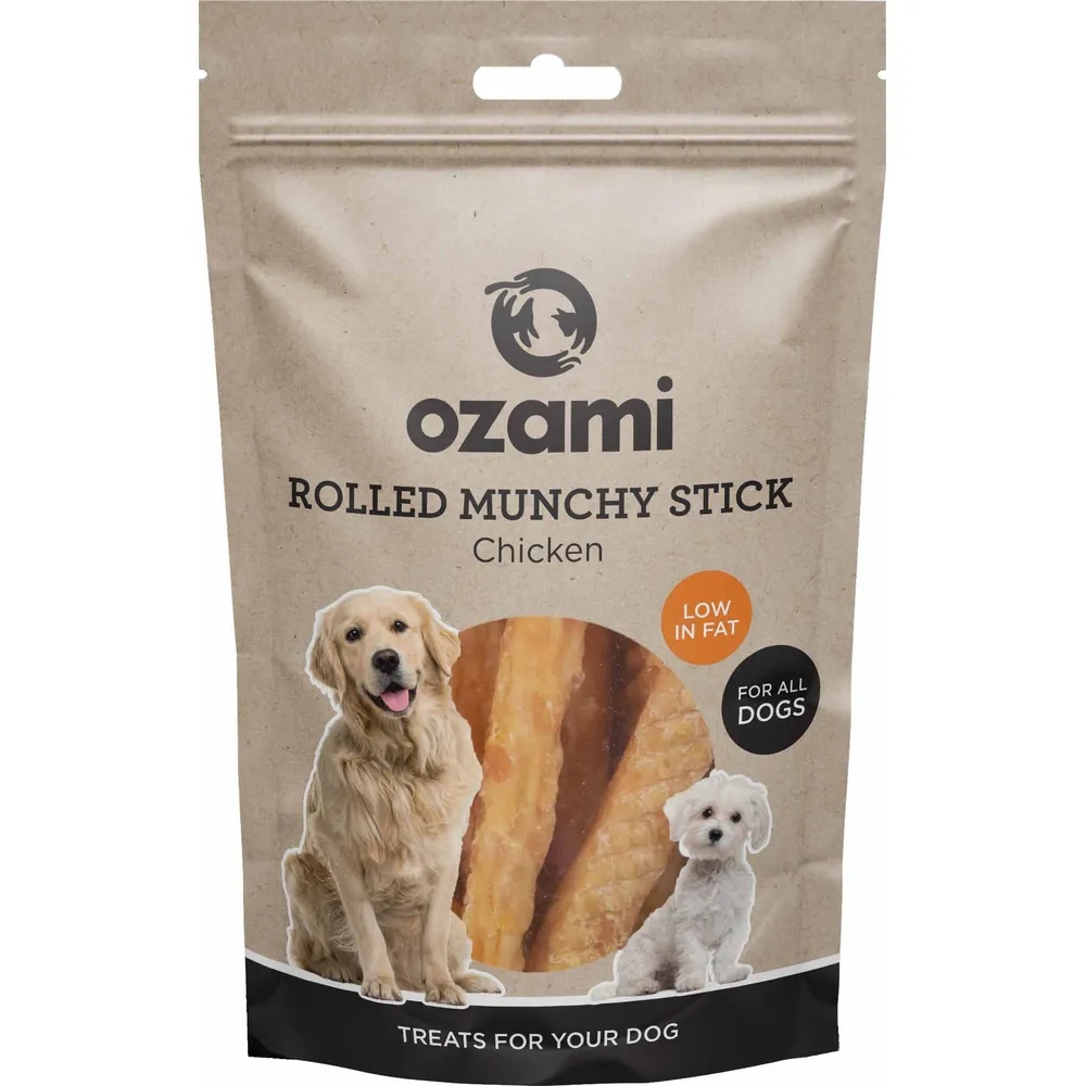 Ozami Naturlig Godbid Til Hunden Rolled Munchy Stick Chicken 100g