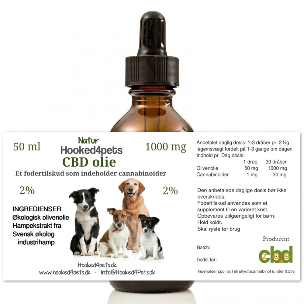 Cbd Olie Drop Til Hund 1000mg 50ml Pa 2 Procent