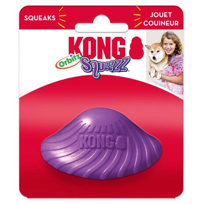 Kong Squeezz Orbitz Saucer Lille Snurretop til Hunden med Piv