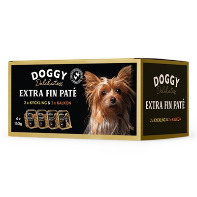 Doggy Delikatess Extra Fin Paté Mixbox med Kalkun & Kylling 150g