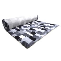 ProFleece Vet Bed Underlag Design Patchwork Sort Hvid Grå