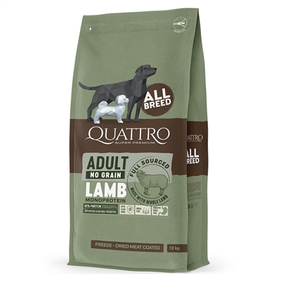 Quattro Kornfrit Hundefoder Til Alle Racer Lamb 12kg