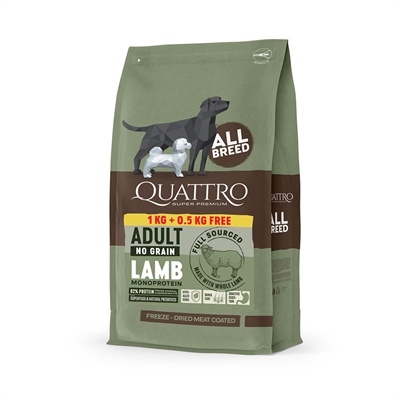 Quattro Super Premium Hundefoder All breed Lamb 1 kg + ½ kg INTRORABAT