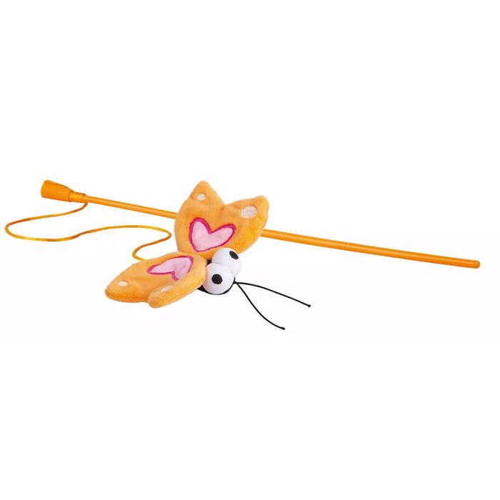 Rogz Teaser Plush Drillepind Til Katten med Orange Sommerfugl