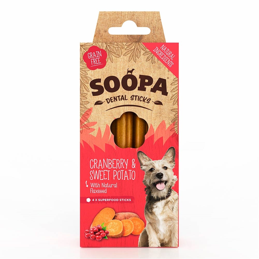 camouflage foredrag at tiltrække Soopa Vegansk Hunde Snack Cranberry & Sweet Potato Dental Sticks