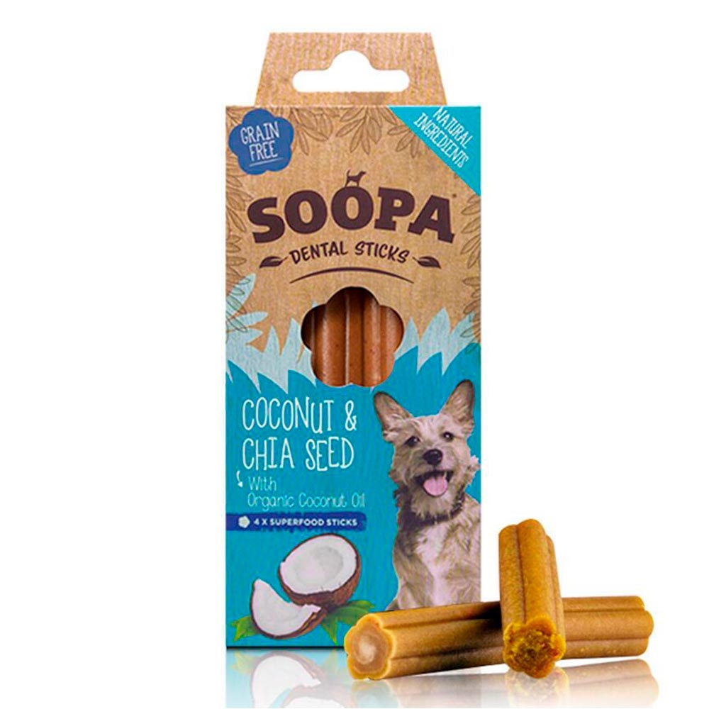 Partina City Beskatning morgenmad Soopa Vegansk Hunde Snack Coconut & Chia Seed Dental Sticks