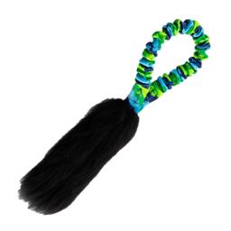 Tug-e-nuff Sort Fåreskinds Dummy med Blå og Grøn strop 33cm