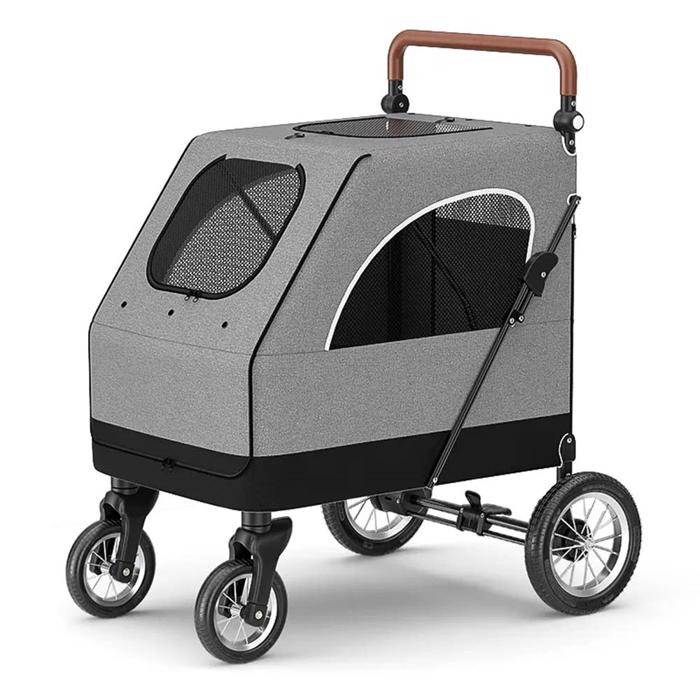 Topmast Hunde Buggy Big Smart Klapvogn med 4 Hjul Max 40 Kg Grå