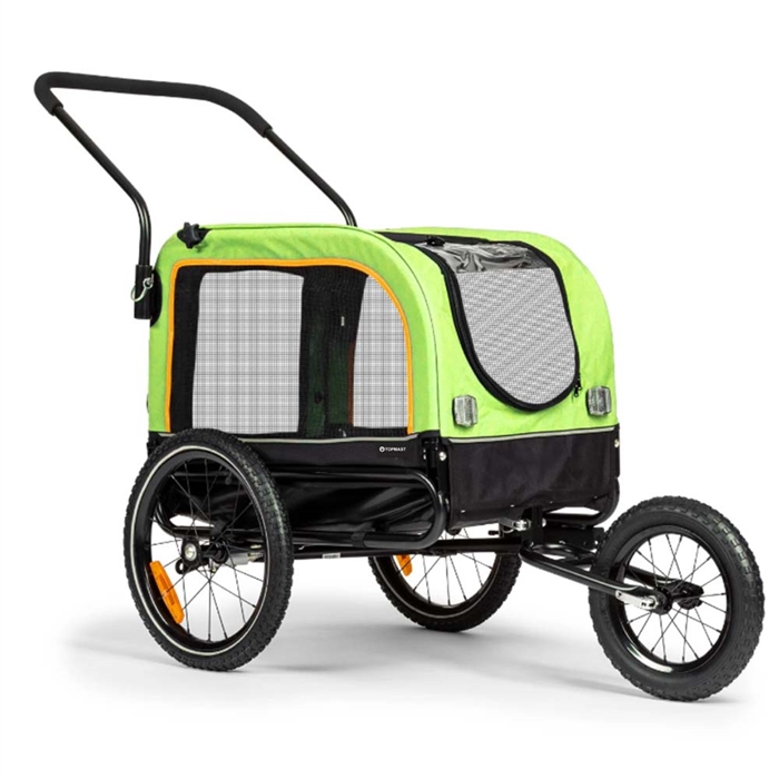 Topmast Vario 2-i-1 Hunde Anhænger til Cykel & Klapvogn Max 30 Kg. GRØN