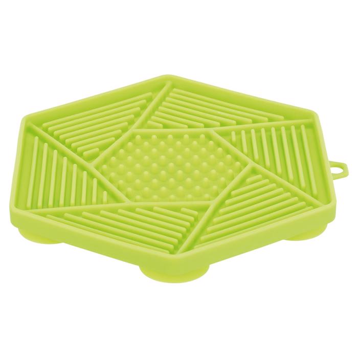 Trixie Lick\'n\'Snack Mat Sekskantet Slikkemåtte med Sugekopper Limegrøn