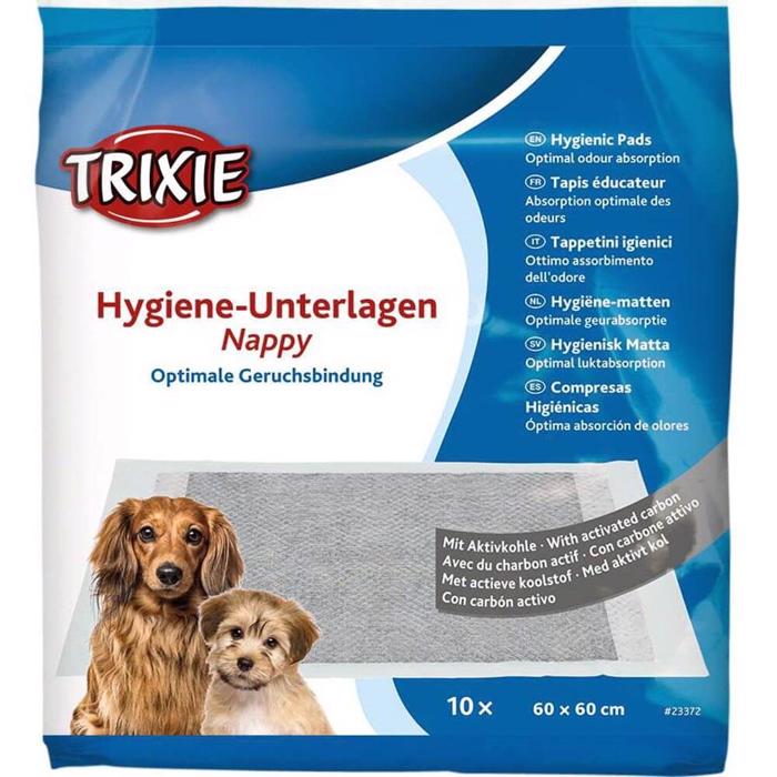 Trixie Nappy Underlag Til Hvalpe & Inkontinens Aktivt Kul 10stk 60x60