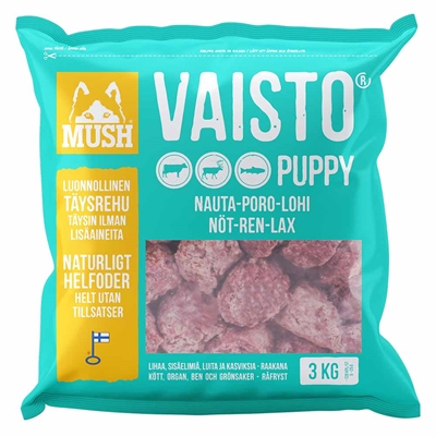 MUSH Barf Frossen Råfoder Vaisto Puppy Isblå 3 Kg