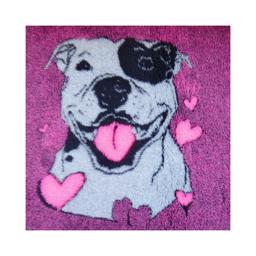 Vet Bed Extra Soft Purple Head & Heart Staffordshire Bull Terrier