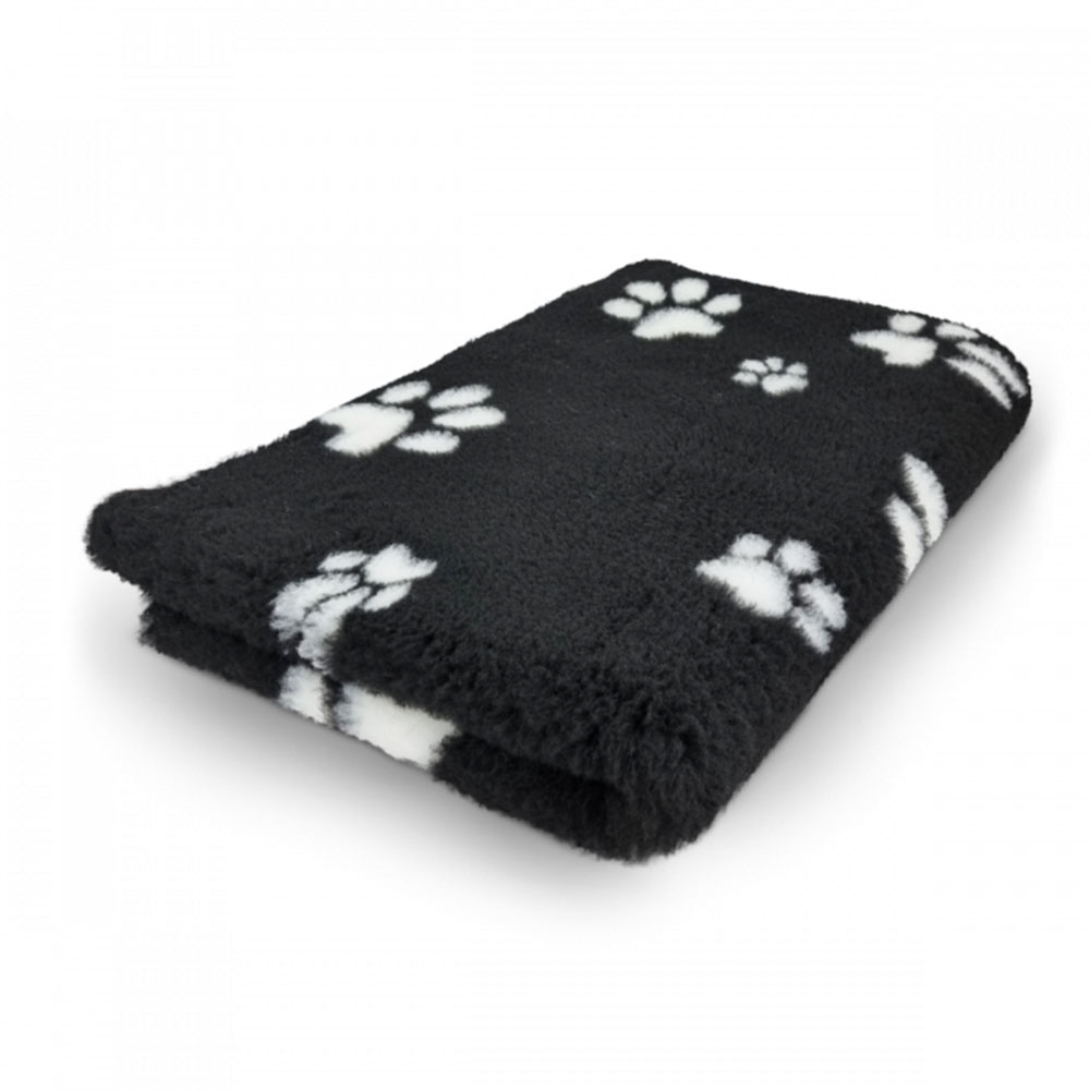 Vet Bed Extra Soft Design Sort med Hvide Poter 75 x 100 cm